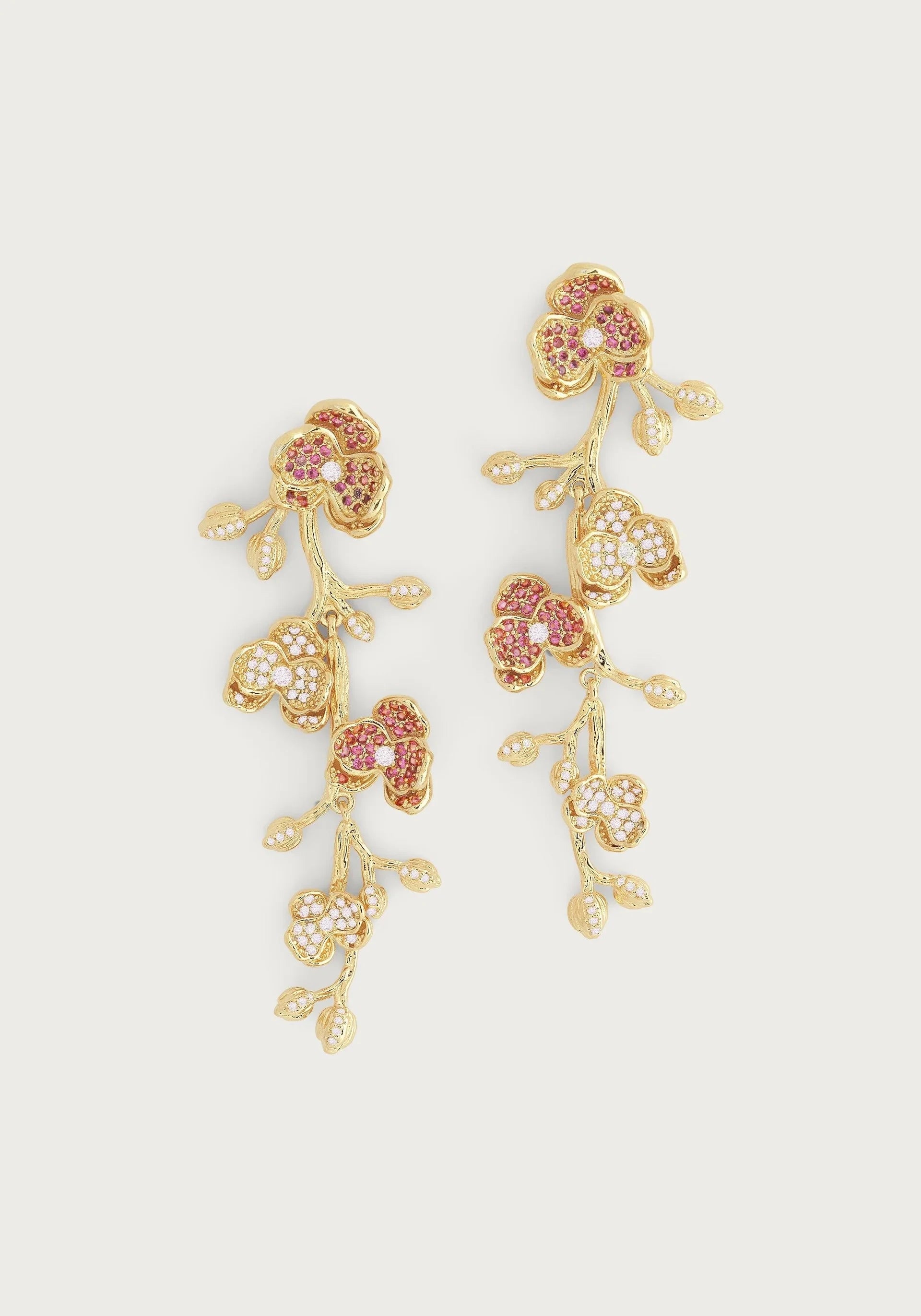 Orchid Pave Fuchsia and Pale Pink Crustal Dangle Earrings