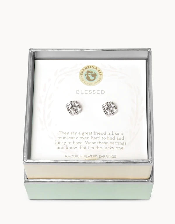 SLV Blessed/Crystal Clover Studs SIL 291469
