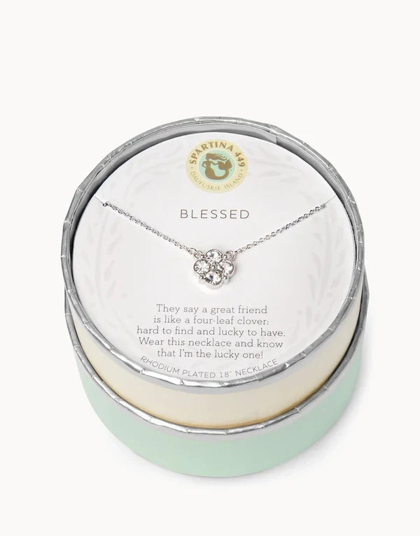 SLV Blessed Crystal Clover Necklace SIL