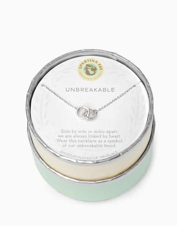 SLV Unbreakable/Double Rings 18" Necklace Sil