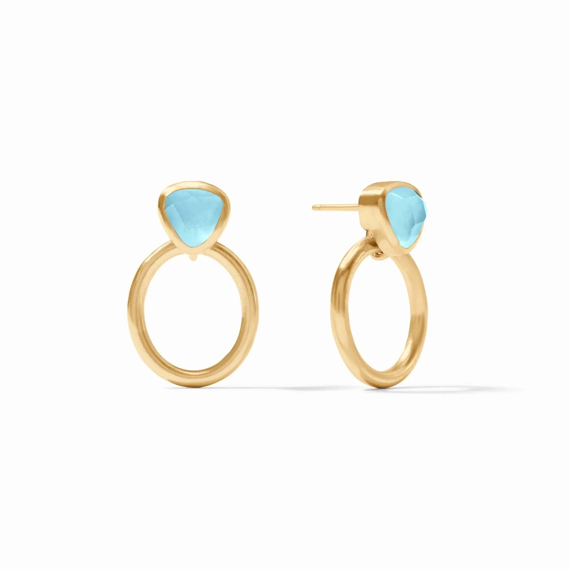 Aquitaine Demi Doorknocker Earring - Iridescent Capri Blue