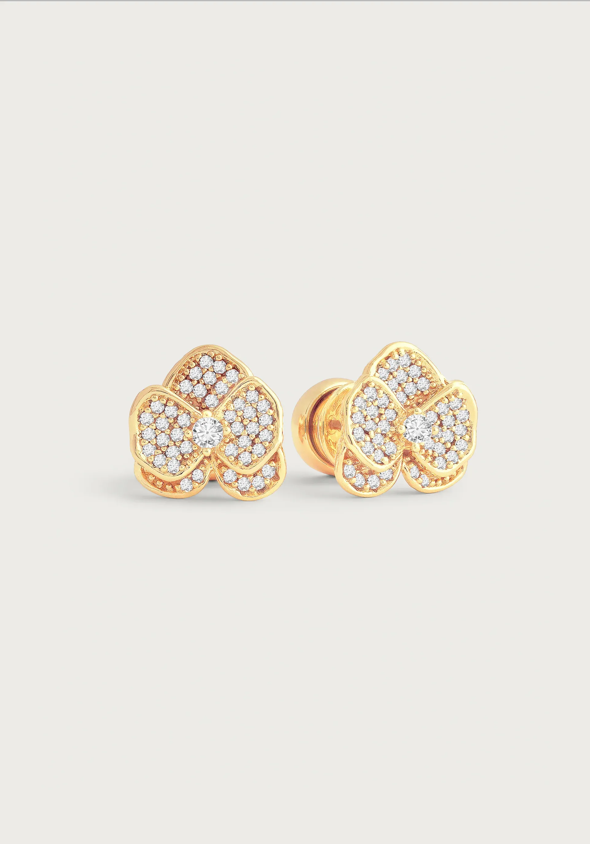 Orchid White Pave Studs - Gold