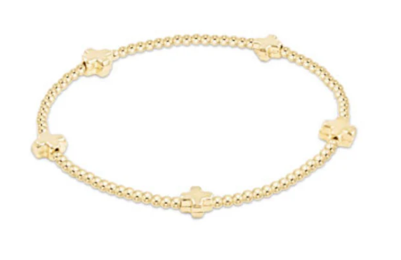 Signature Cross Small 2mm Gold Bracelet