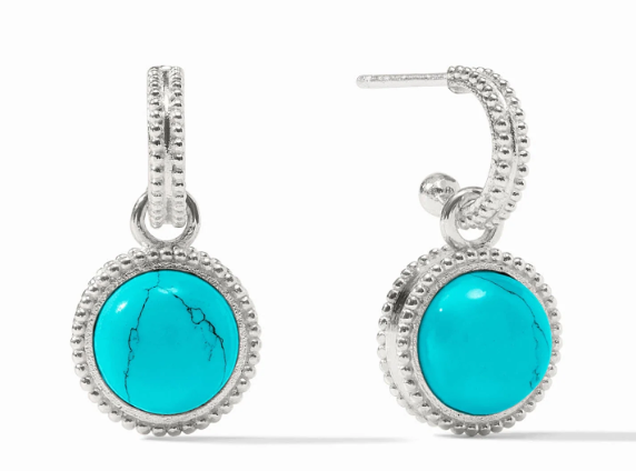 Silver Fleur-de-Lis Hoop & Charm Earring