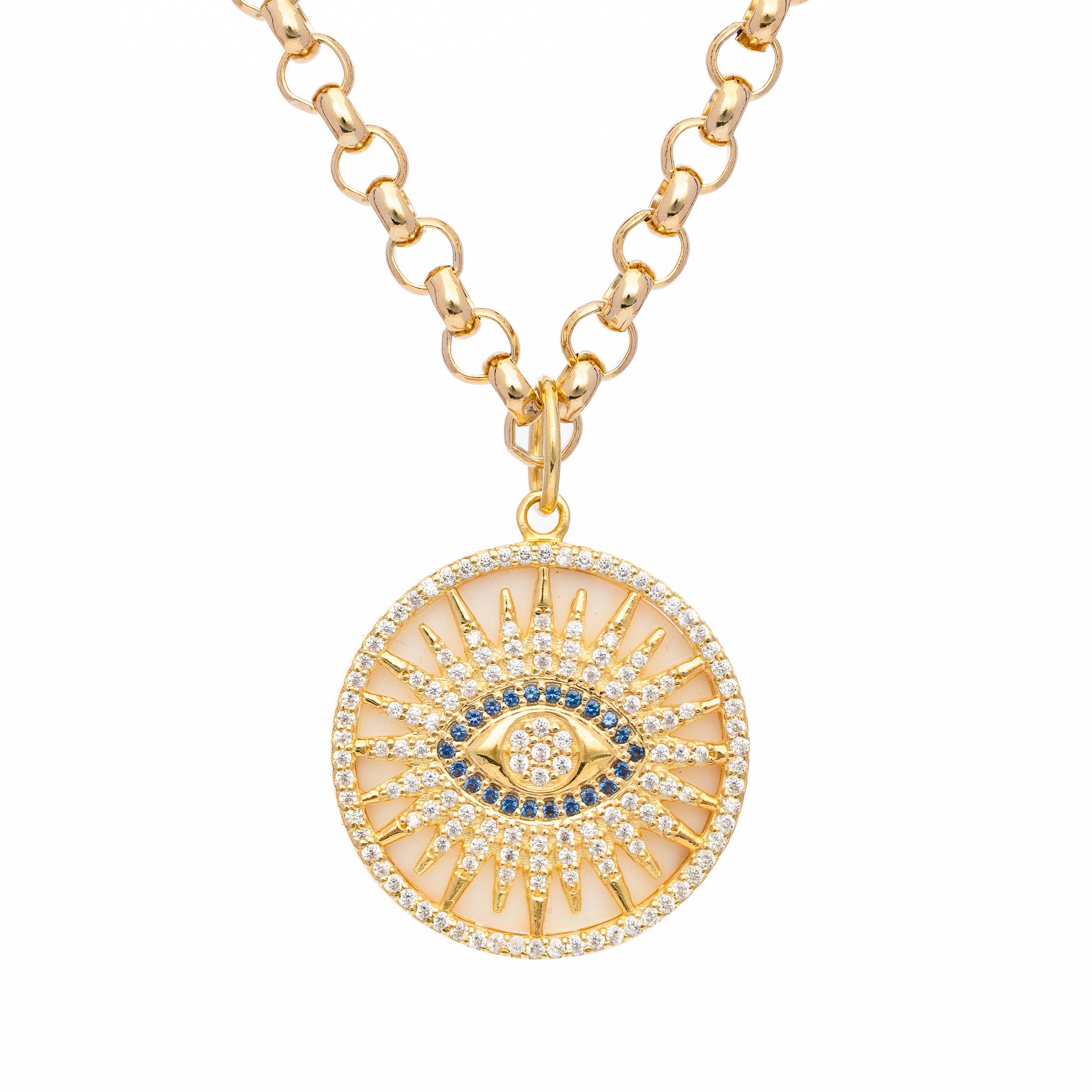 pln60 Evil Eye Mother of Pearl Pendant Necklace