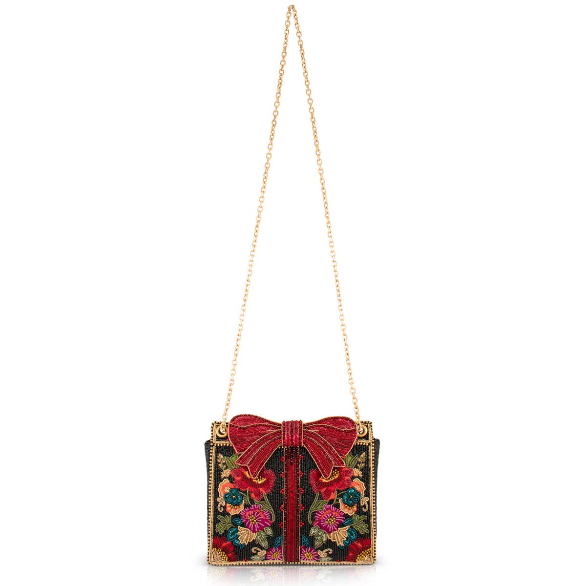 Gifted Floral Bow Beaded and Embroidered Crossbody Handbag