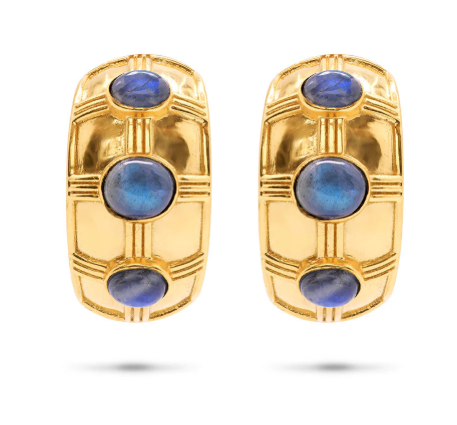 Cleopatra Bold Hoop Earring Blue Labradorite