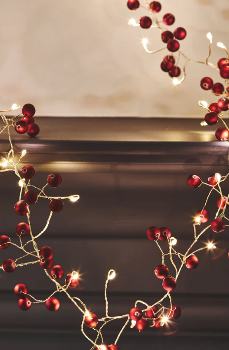 Red Berry garland LED lights