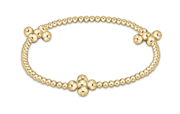 Beaded 4mm Gold Signature Cross 2.5mm Gold Bracelet