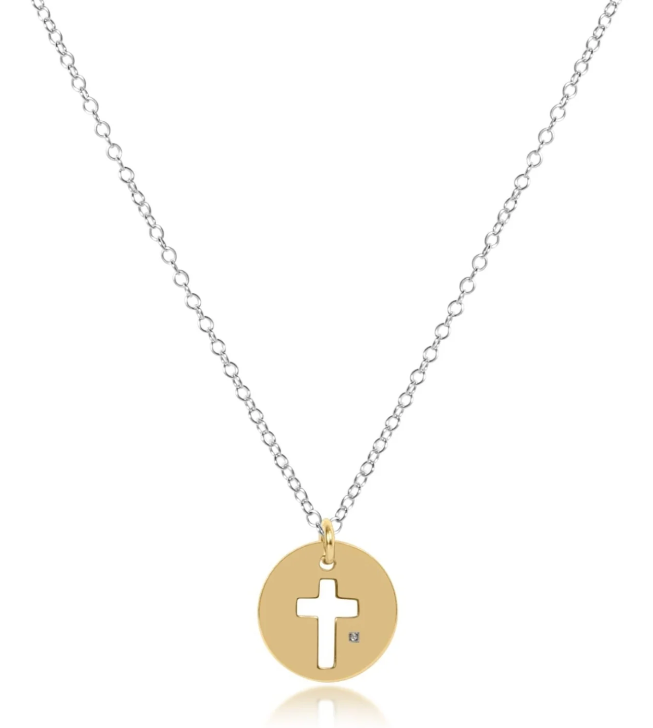 16in Necklace Sterling MM Blessed Gold Disc
