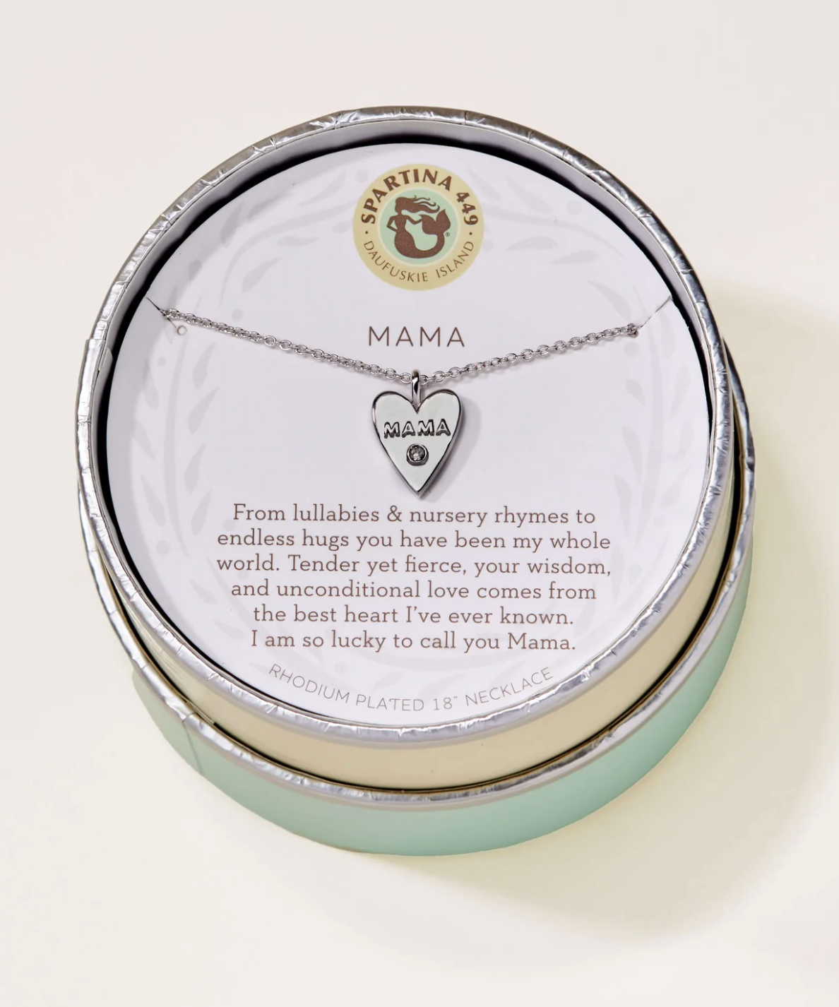 410207 SLV Mama/Heart Necklace Silver