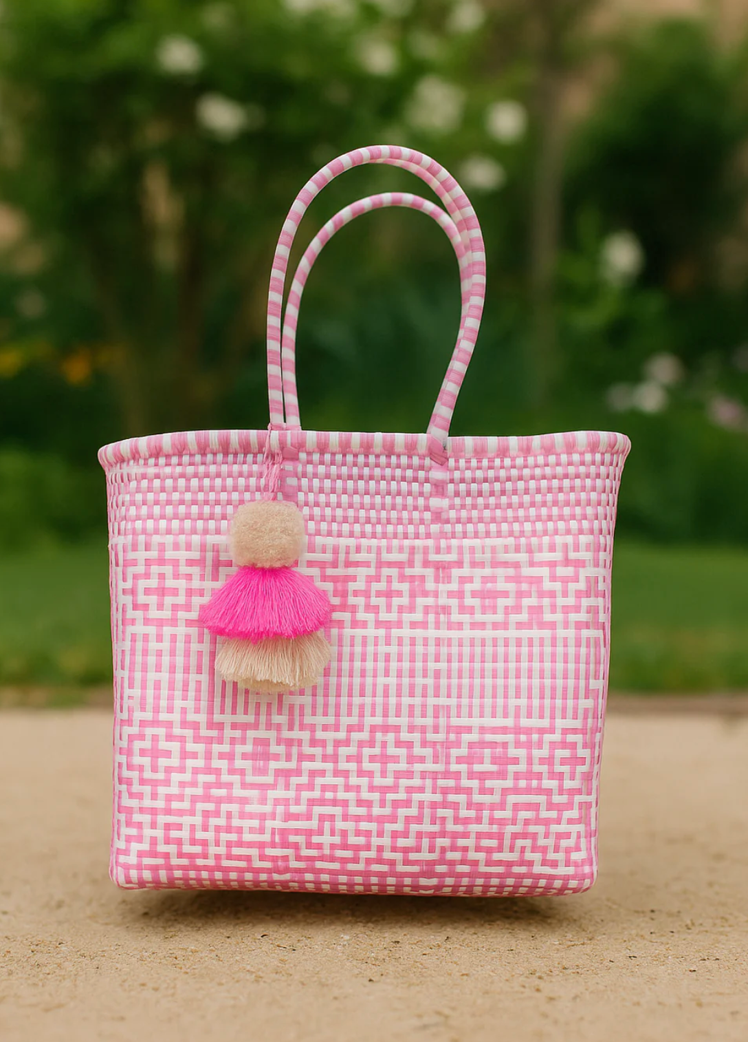 Preppy Tile Rose Citron Tote Medium