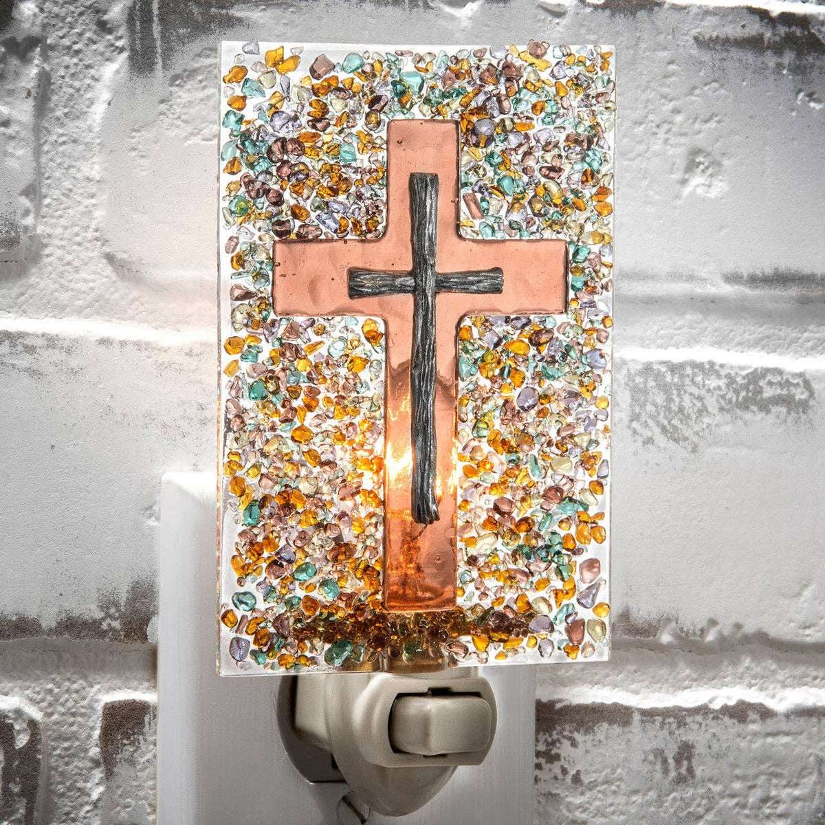 Cross Fused Glass Night Light