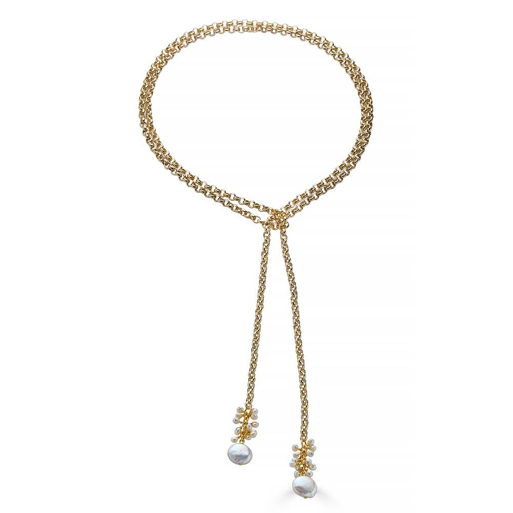 asn76 Freshwater Pearl Cluster Lariat