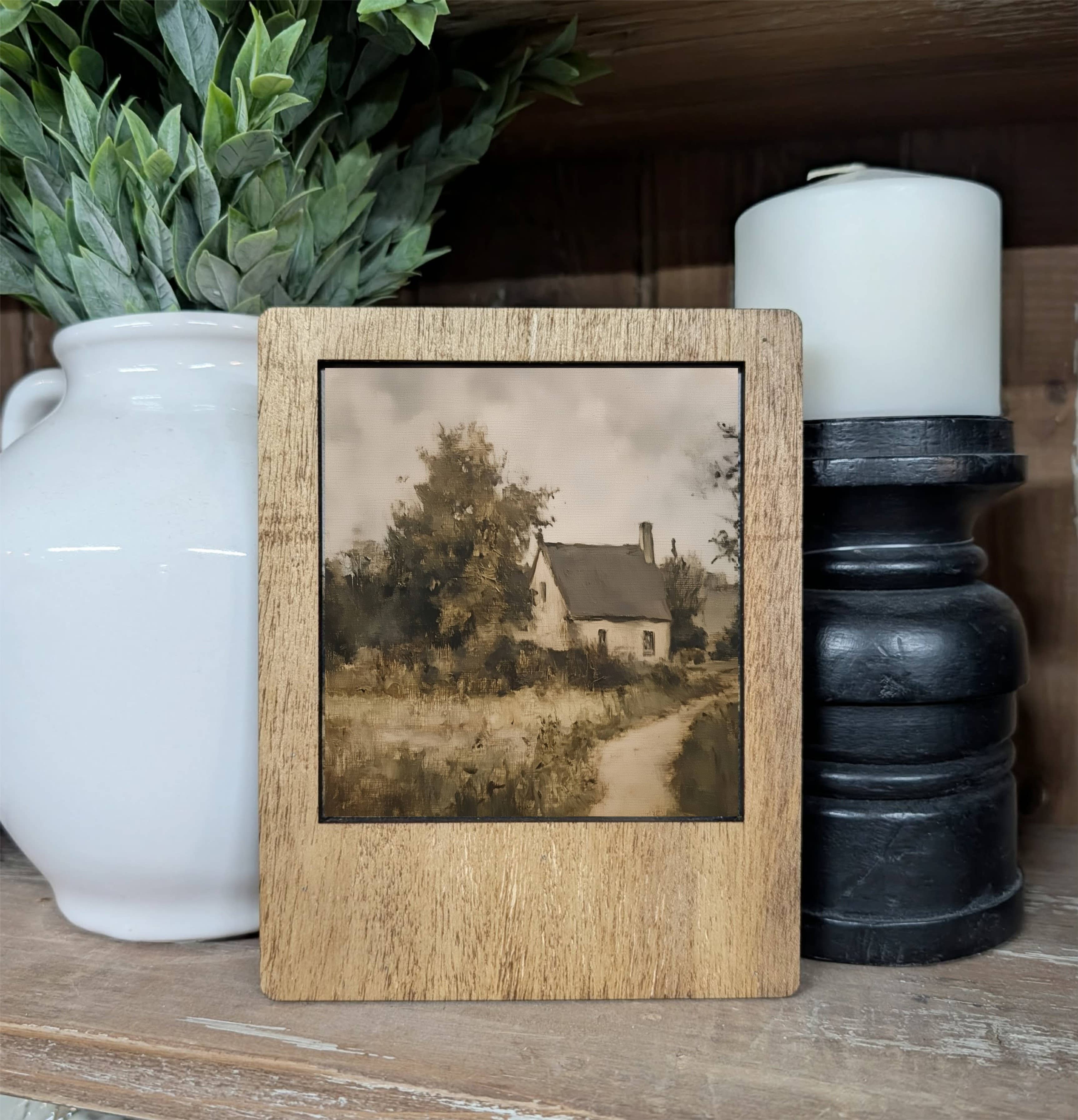 Polaroid Frame Cottage Landscape