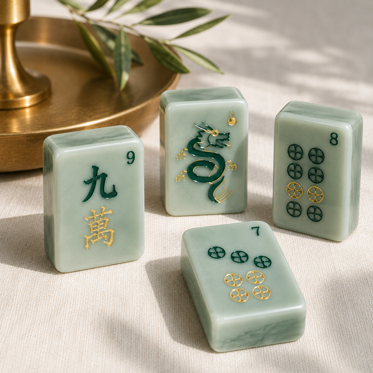 Tradewind Mahjong Tiles - Mint & Sea