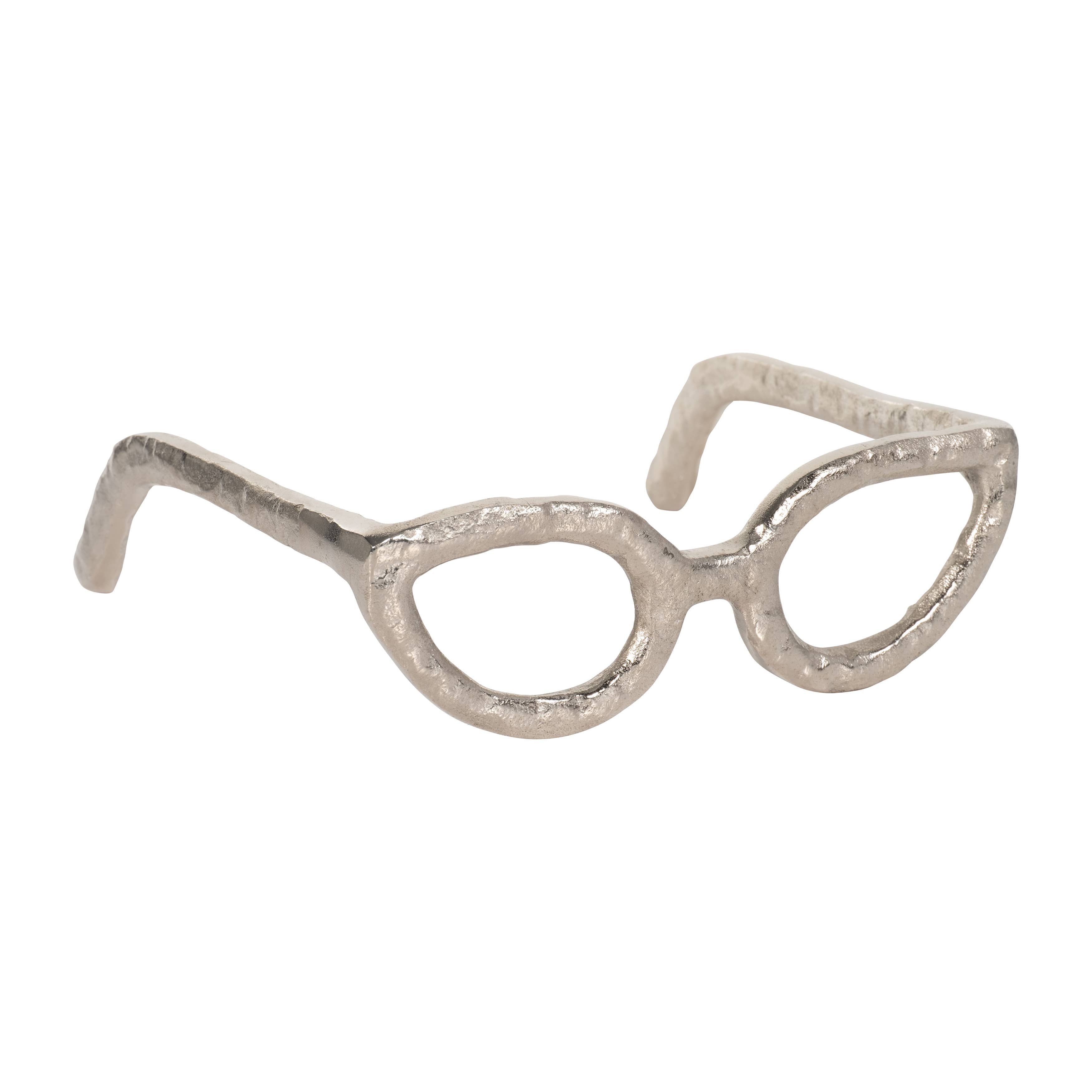 Silver Metal Cat Eyeglasses Sculpture
