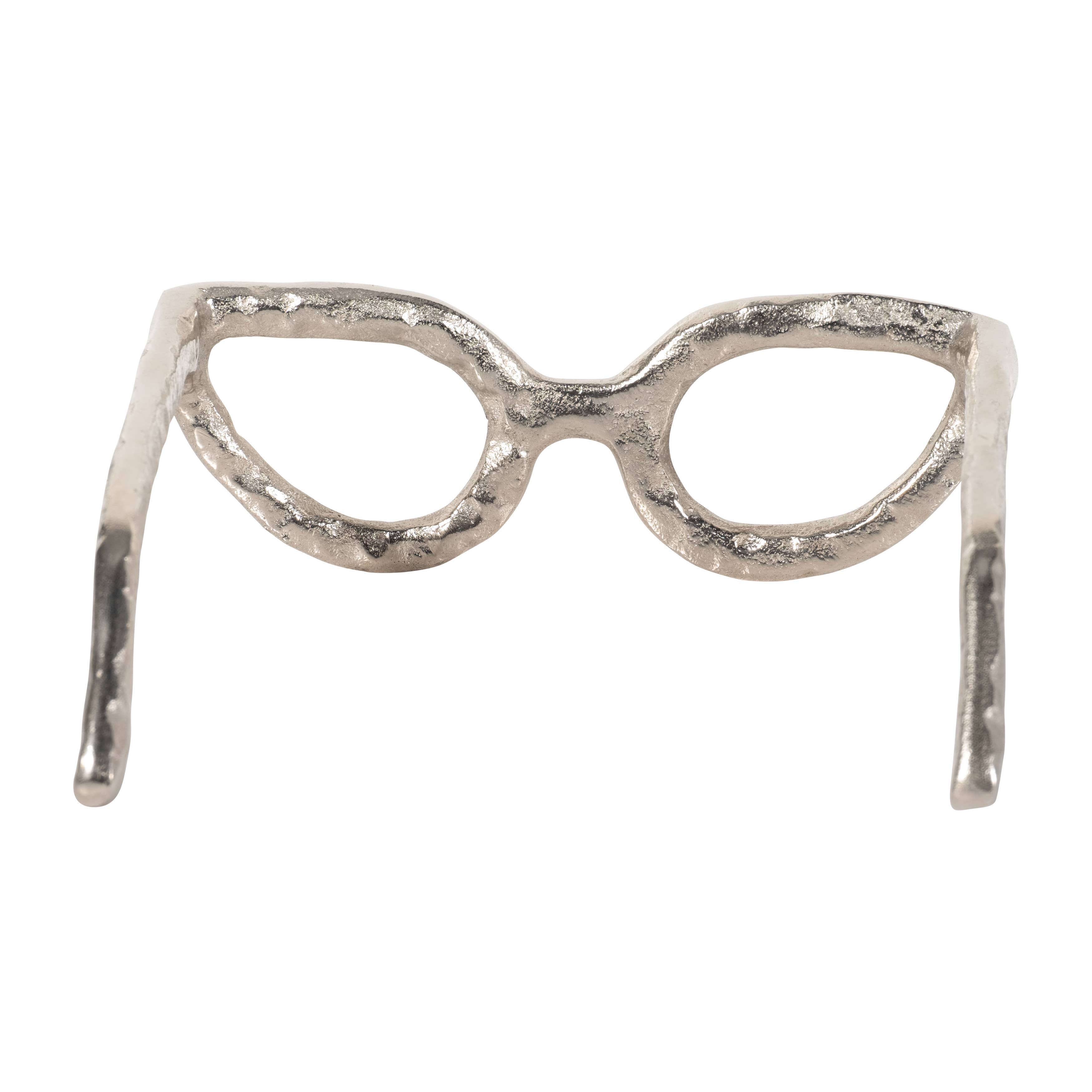 Silver Metal Cat Eyeglasses Sculpture