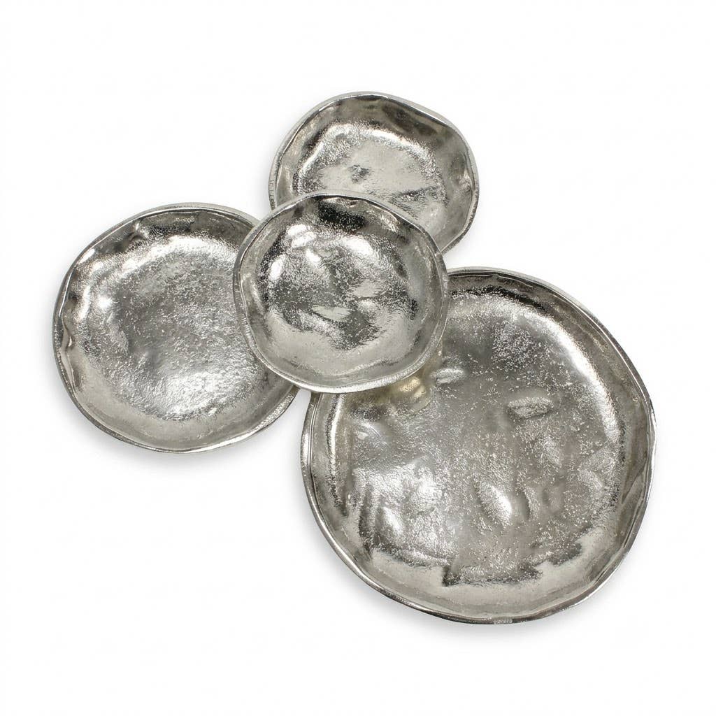 Silver Textured 4-Plate Dish