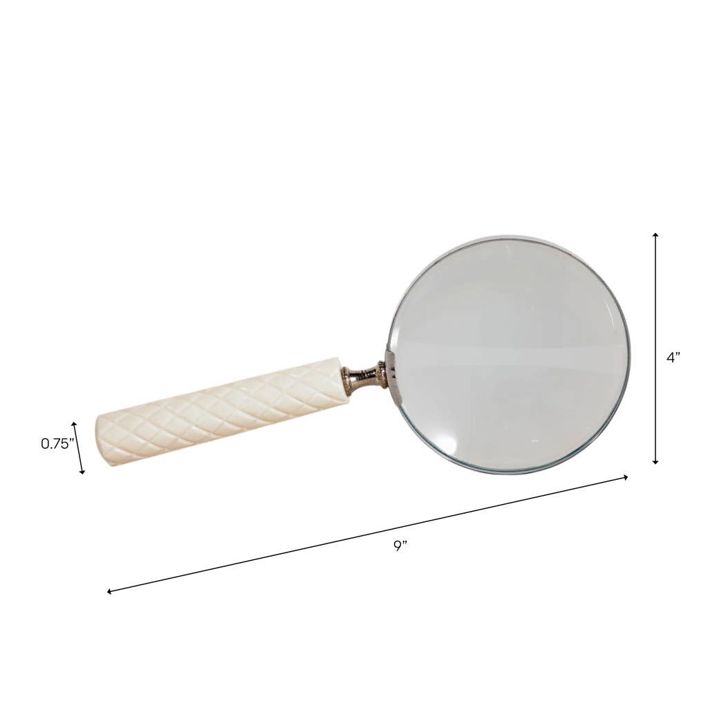 White Resin Diamond Carved Magnifying Glass