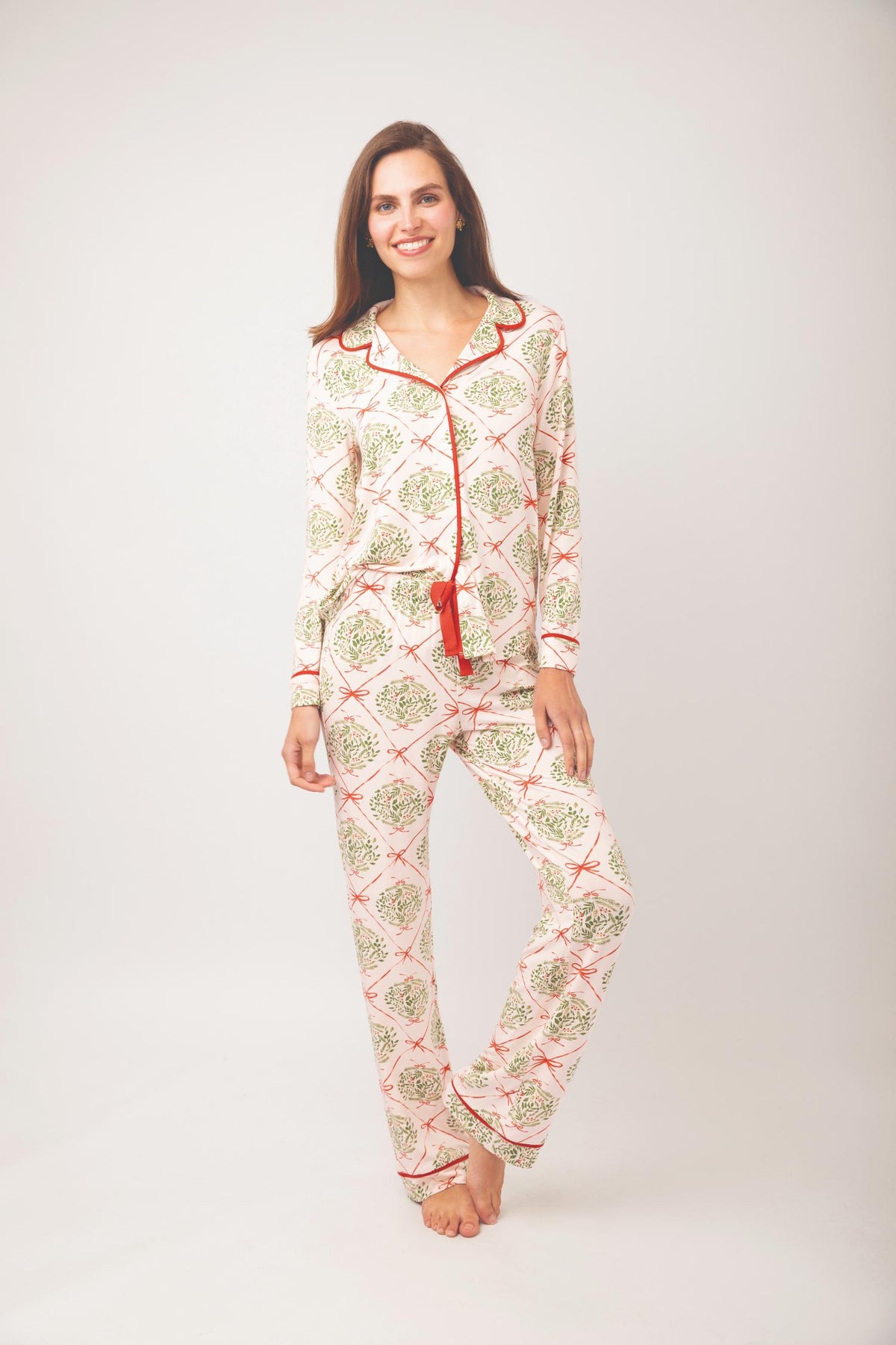 Pajama Top, Evergreen Lattice Pink