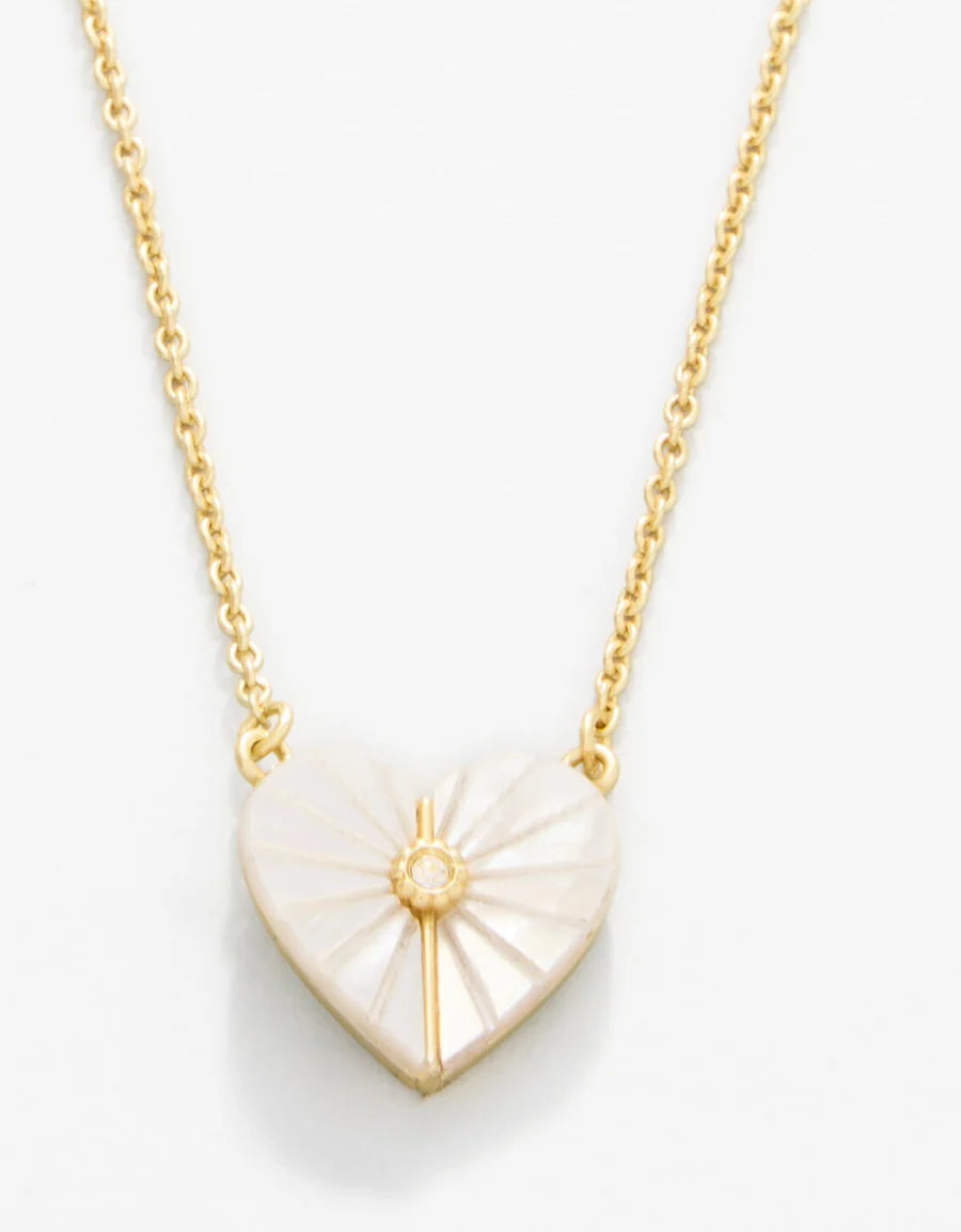 SLV Radiant/MOP Hrt Necklace Gld