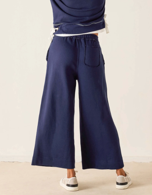 Frenchie Wide Leg Pant and Side Tie Crewneck Set