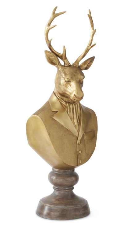 42847A Gold Formal Attire Deer Bust