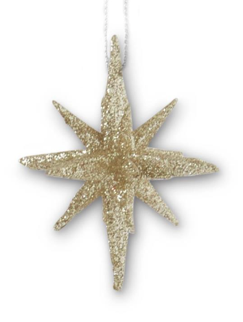 9pt Champagne Glitter Star Ornament