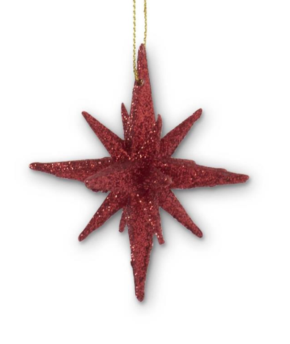 9pt Red Glitter Star Ornament