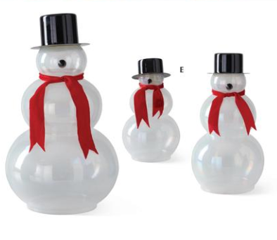 Iridescent Glass Snowmen w/Red Scarf & Top Hat