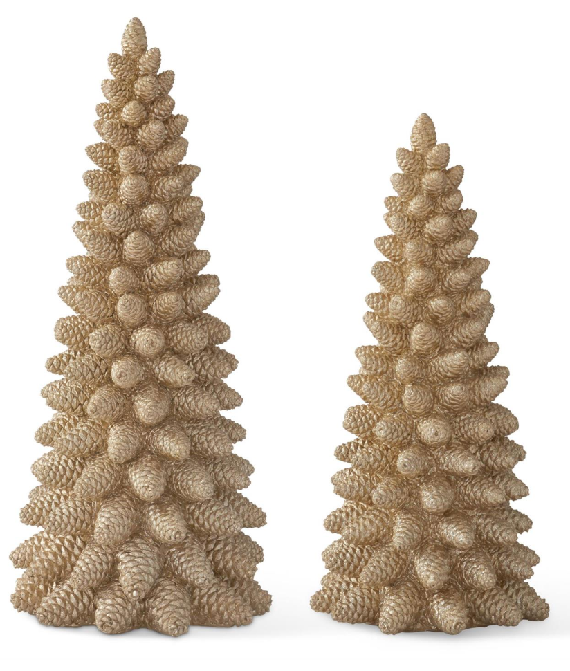 Resin Gold Glittered Pinecone Trees