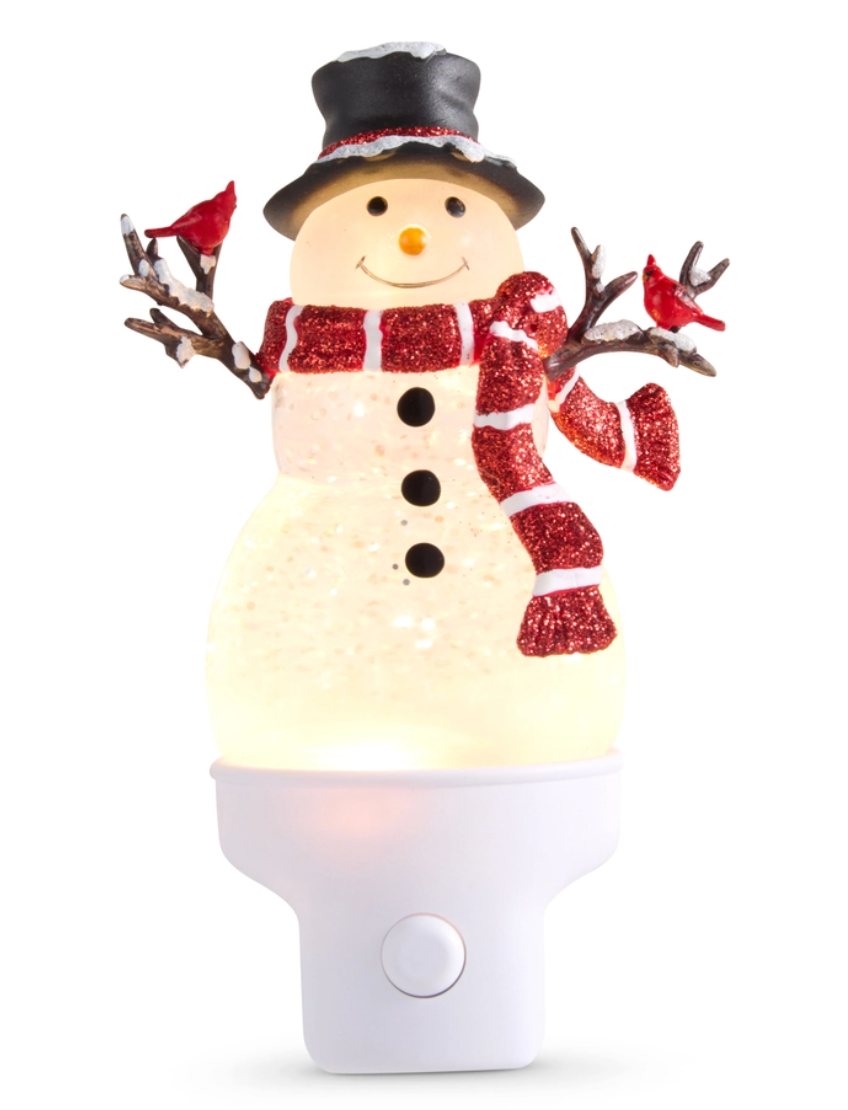 Swirling Glitter Snowman Night Light