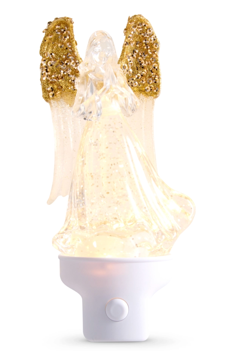 Swirling Glitter Gold Angel Night Light