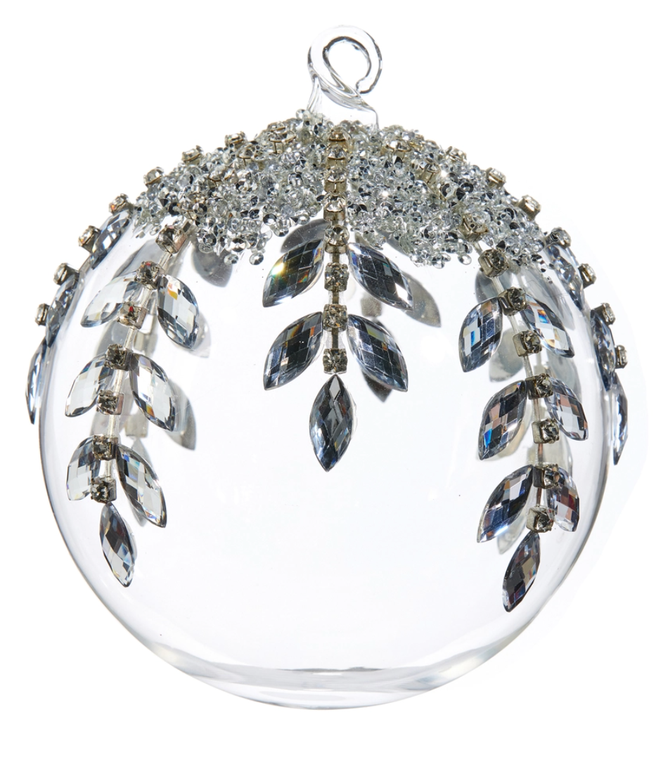 Clear Jeweled Ball Ornament