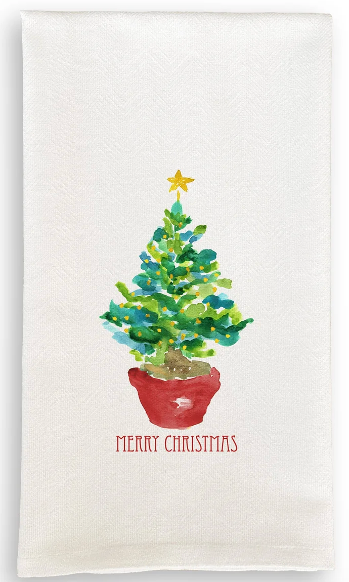 Red Potted Tree Kitchen Towel