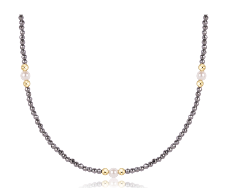15in Purpose Pearl 4mm Silver Faceted Hematite