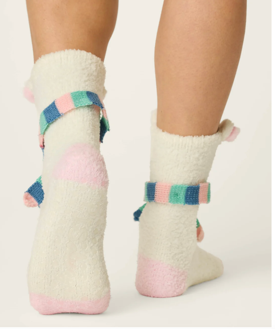 Cozy Crew Socks with Grippers – Polar Bear (Ivory)