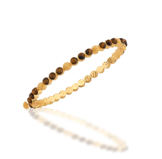 Berry Gem Petite Hinged Bangle - Tigers Eye
