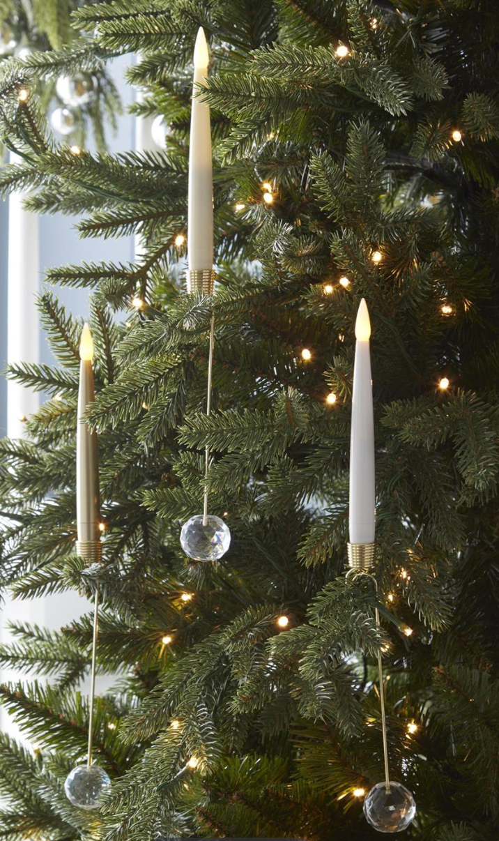 S/6 Cream Glass LED Candle Ornaments w/Remote