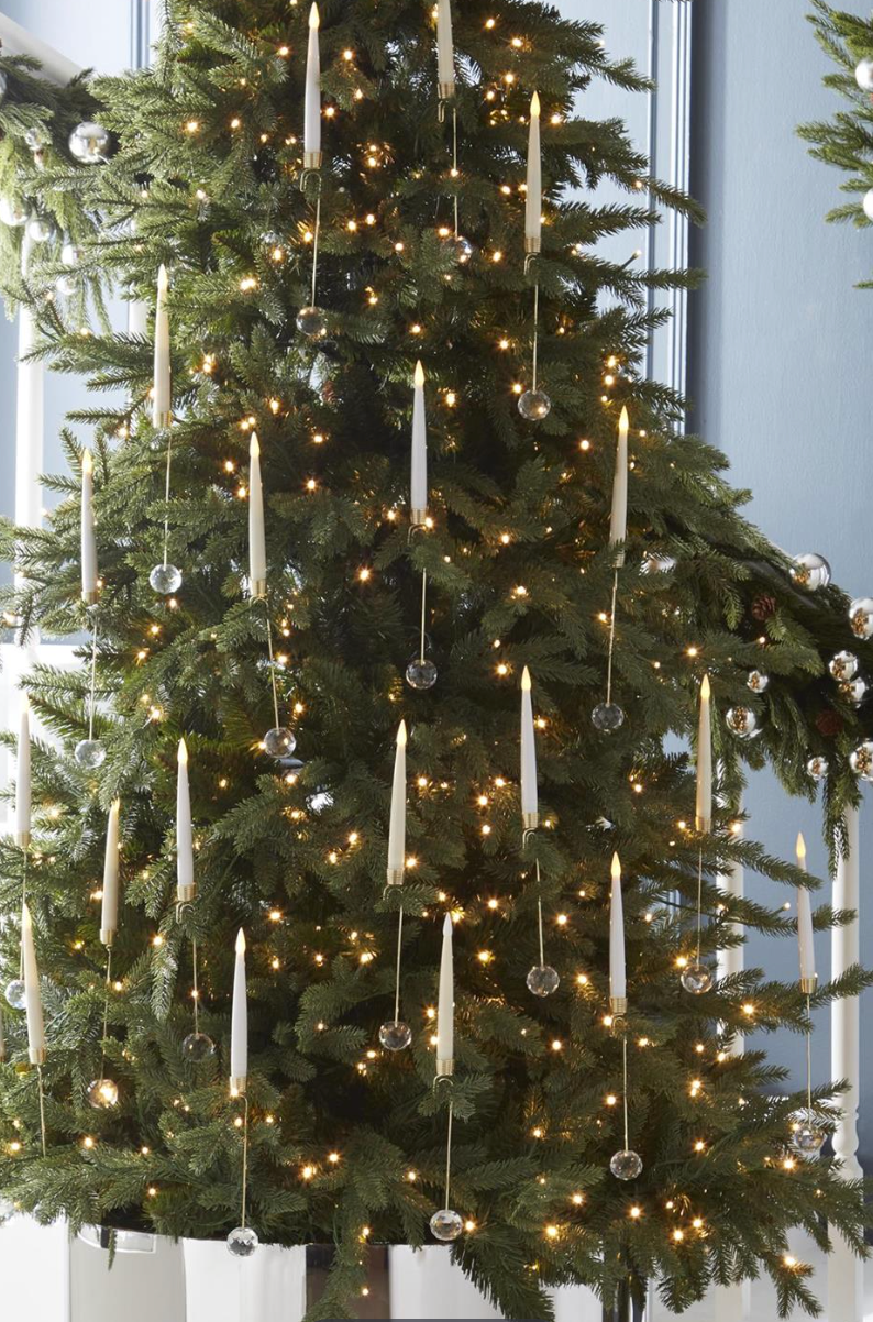 S/6 Cream Glass LED Candle Ornaments w/Remote