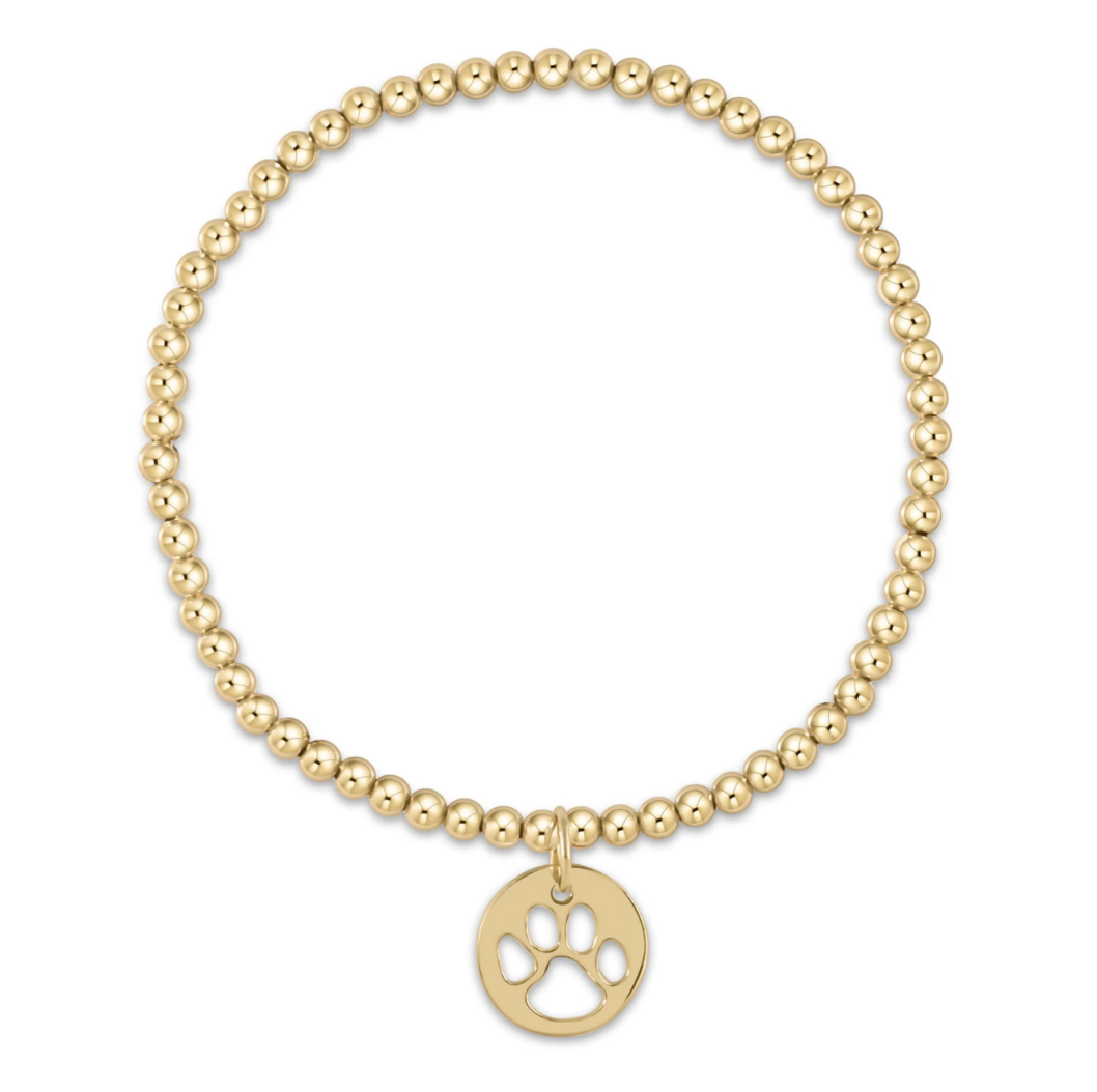 Classic Gold 3mm Bracelet - Paw Print Gold Disk