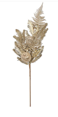 31in Glittered Fern & Fruit Stem