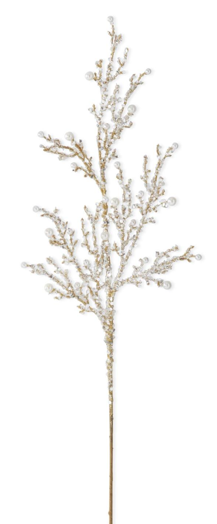 Resin Pearl Branch w Glitter Spray