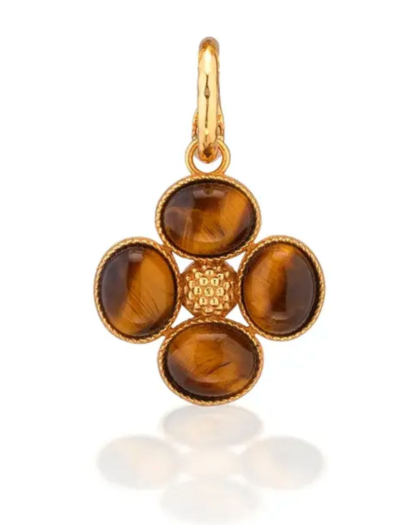 Berry Clover Dbl Sided Pendant Tiger's Eye ZYP01-210