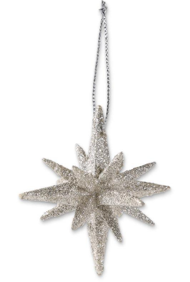 9pt Silver Glitter Star Ornement