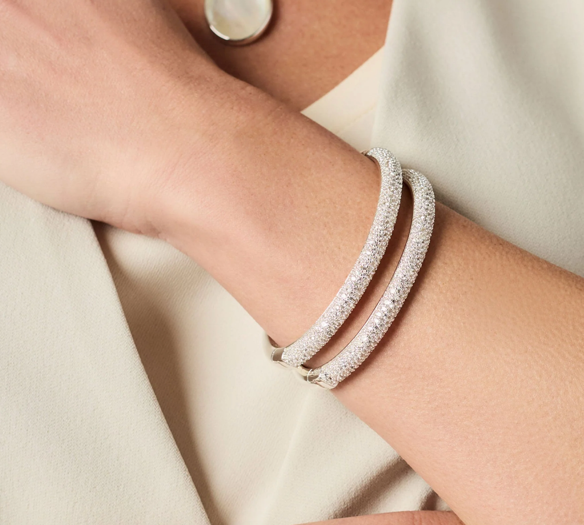Silver Stardust Hinge Bangle