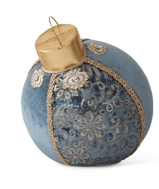 Blue Gold Fabric Jewels Orn