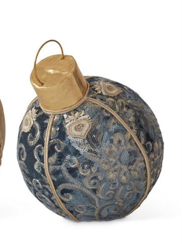 Blue Gold Fabric Jewels Orn