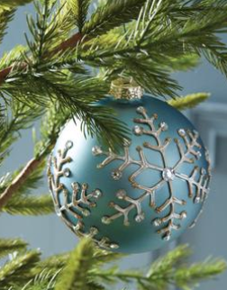 5.5in Light Blue Glittered Jeweled Snowflake Orn